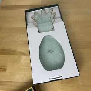 Tommy Bahama Pineapple Glass Trays Set of 2 Gold Rim New Dish Plate Tropical